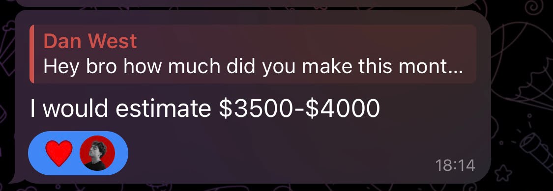 client reporting $3.5-4k months