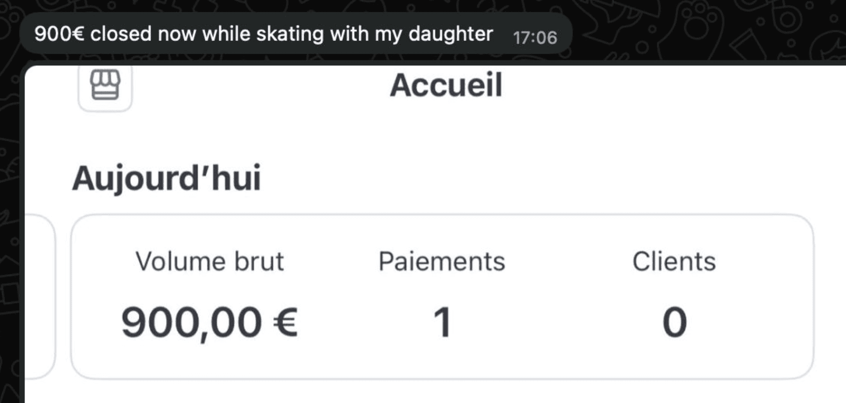900 euro closed while skating with his daughter
